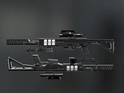 Modern Sci-fi Sniper Rifle AAA FPS Game Ready Weapon Asset  Low-poly 3D model