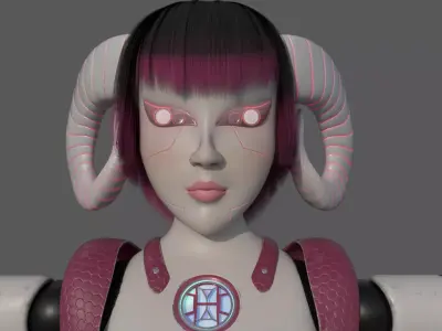 Robotic Character Hellen-Humanoid WITHOUT RIG Low-poly 3D model