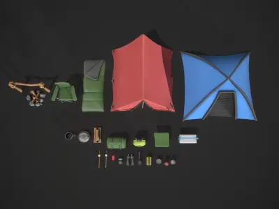 Stylized Camping Prop Pack - 23 Unique Assets Low-poly 3D model