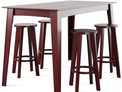 Alfresco Bar Table and Norm Bar Stool by Loll designs 3D model