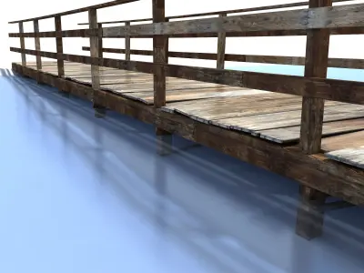 Low Poly Old Wooden Bridge Low-poly 3D model