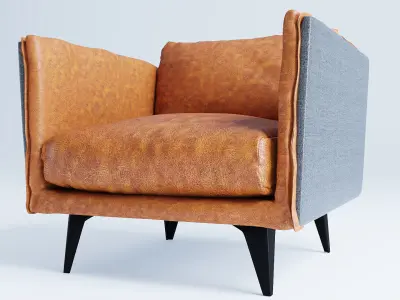 Messina Leather Arm Chair 3D model