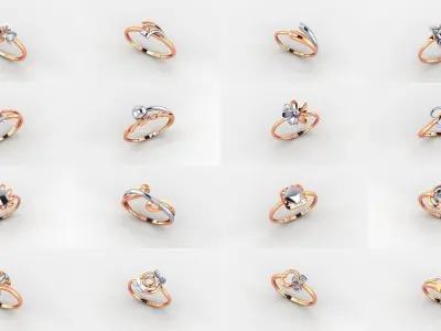 70 Ultra light wt minimalist Plain Gold Ring 3dm stl renders 3D Model Pack