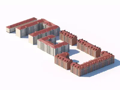Red Roof Residential Complex 3D model