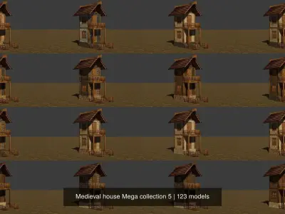 Medieval house Mega collection 5 3D Model Pack