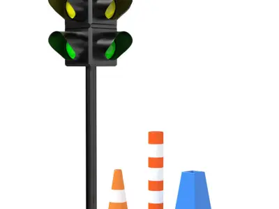 Traffic light Traffic Cone Low-poly 3D model