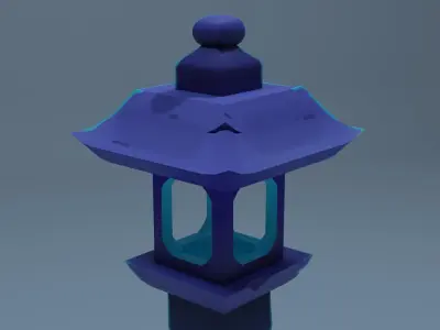 Lamp post stylized Low-poly 3D model