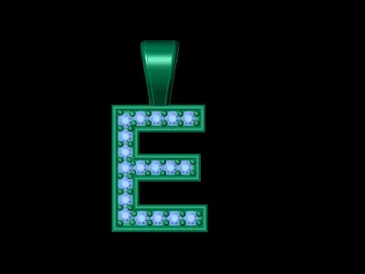 Pendant E letter with diamonds 3D print model