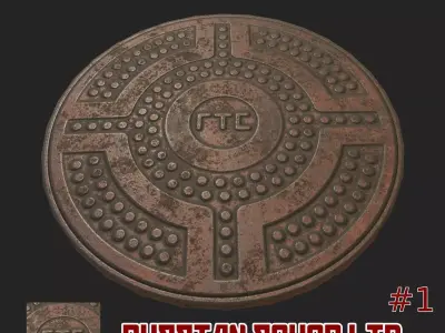 Russian sewer lid - 1 Low-poly 3D model