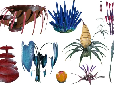 Sci-Fi Plants Pack Low-poly 3D model