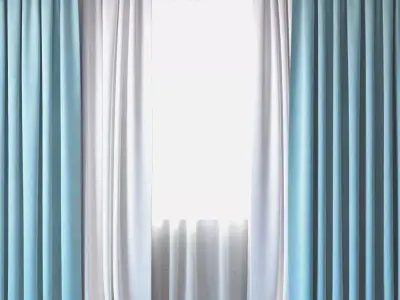 Curtains 15 Curtains with Tulle 3D model