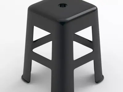 Black Hard Plastic Stool 3D model
