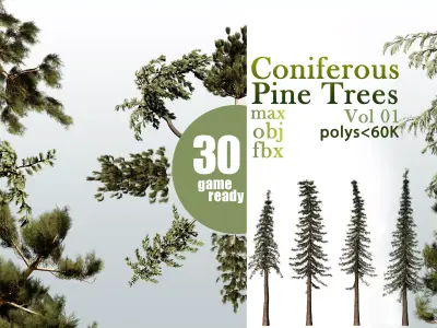 30 Coniferous Pine Trees VOL 01 Low-poly 3D model