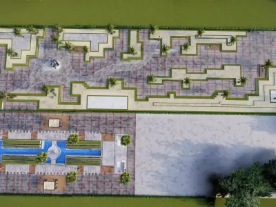 Master plan of landscape garden urban landscape 3D model