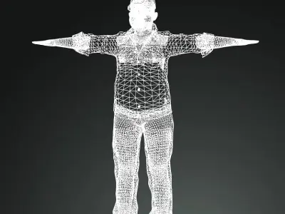 Asian Fat Boy rigged 3D model 3D model