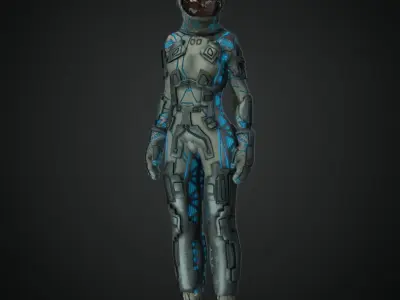 Rigged Woman Cyberpunk Character Low-poly 3D model