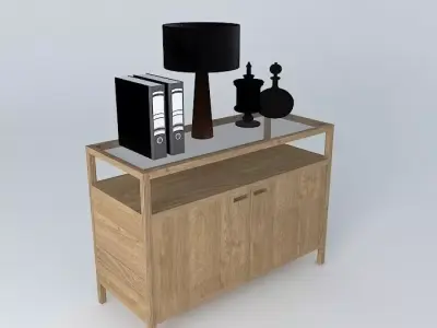 modern sideboard with accessories 3D model