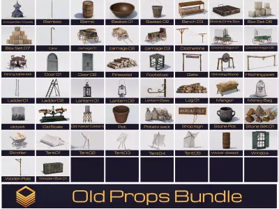 Old props Bundle Low-poly 3D model