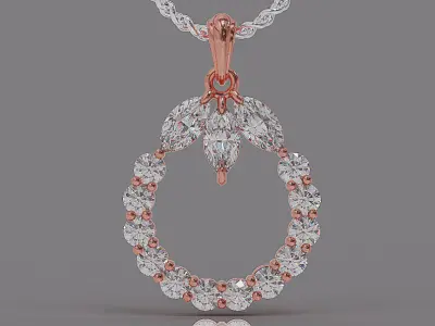 Marquise and round shape diamond pendant Free 3D print model