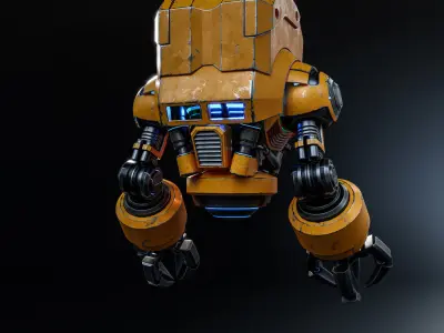 Cute Space Robot Rigged G-58 Yellow 3D model
