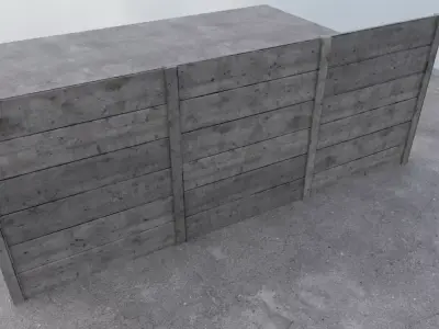 Concrete Wall Low-poly 3D model