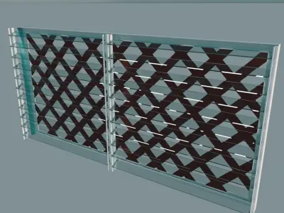 Window glass fence with lattice pattern 3D model