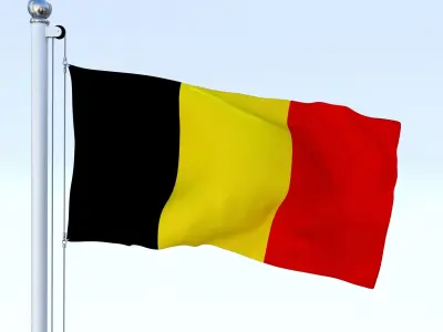 Animated Belgium Flag Low-poly 3D model