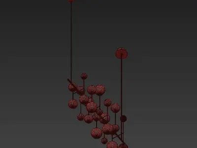 FLUXUS chandelier with balls hanging from it 3D model