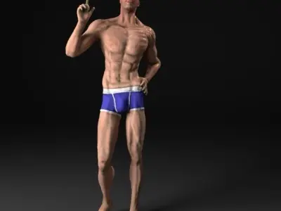 Man in Underwear 3D model