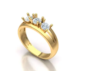 ring triple stones 3D print model