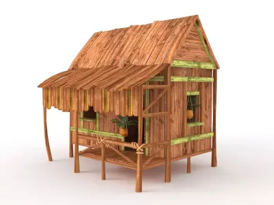 Wooden Tropical House 3D model