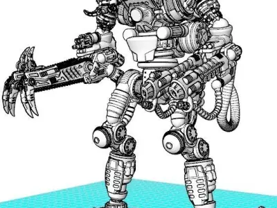 Cazador Double Chain Weapons And Heavy Flame Cannon-Separate 3D print model