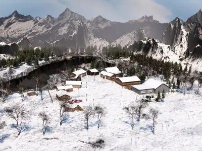 Winter Village Winterland Low-poly 3D model