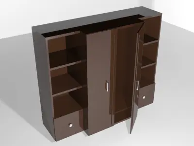 Cupboard wardrobe with doors and drawers 3D model