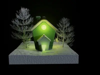 winter cottage house 3D model