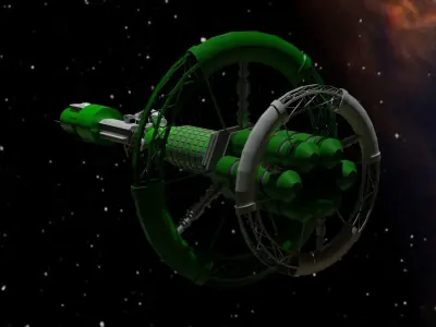 Spacecraft spaceship in space Low-poly 3D model