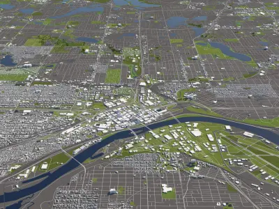 Saint Paul Minnesota USA 50x50km 3D City Map 3D model