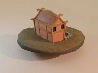 Low poly game ready house on island Free low-poly 3D model