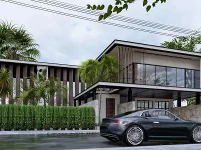 Modern Luxury Villa  Obsidian Edge House Exterior 3D Model Low-poly 3D model