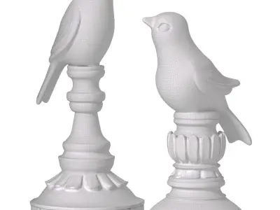 Decorative interior Rustic figurine statuette Birds on a stand 3D print model