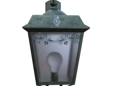 Antique Wall Street Lantern PBR Low Poly 3D Model Game Ready Low-poly 3D model