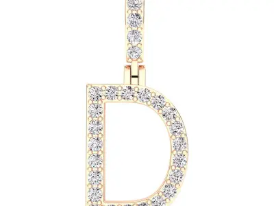 Alphabet D-letter single row pendant 3D print model