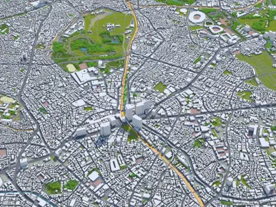 Shibuya Tokyo 10km Low-poly 3D model