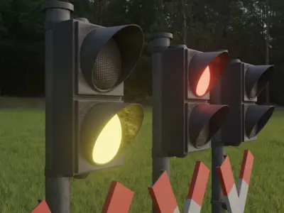 Low-Poly Andreaskreuze Version 3 with Traffic Lights Low-poly 3D model