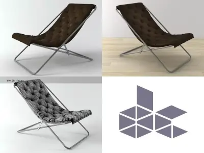 Lester folding chair with geometric design 3D model