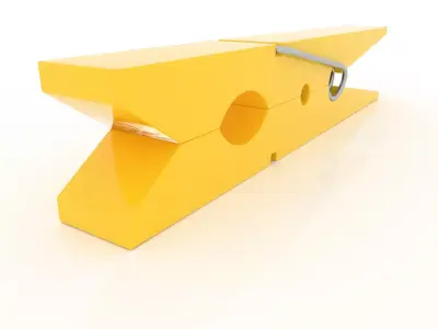 CLOTHES PEG YELLOW PLASTIC Low-poly 3D model