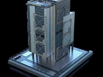 Futuristic Future Modern City Building Skyscraper 08 3D model
