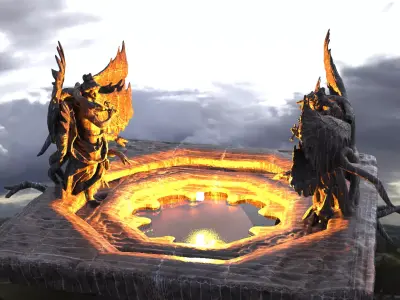 Blood Stone Floor design Statues 2  3D model