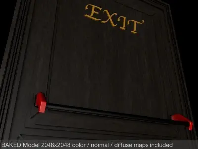 Hotel Emergency Exit Door Low-poly 3D model