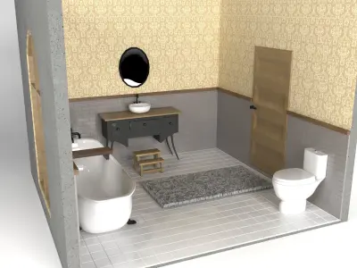 Retro Bathroom  Low-poly 3D model